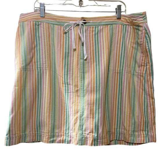 Christopher & Banks Womens Denim Rainbow Drawstring Skirt Skort Whimsical SZ 18W - Picture 2 of 13